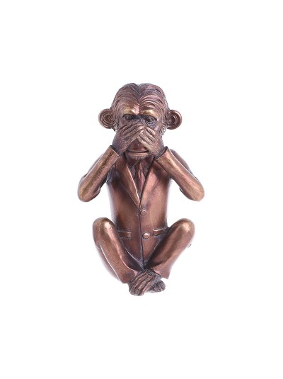 Inart Διακοσμητική Μαϊμού Πολυρητίνης Μπρονζέ 10.5x6.5x17cm  3-70-383-0038 