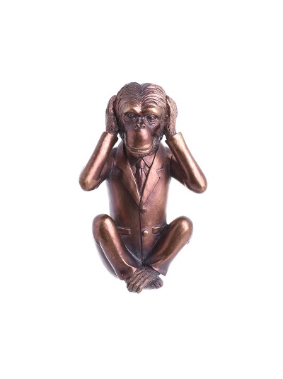 Inart Διακοσμητική Μαϊμού Μπρονζέ Πολυρητίνης 10.5x6.5x17cm  3-70-383-0039