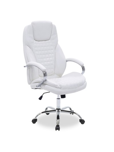 Καρέκλα γραφείου διευθυντή Macabo pakoworld με PU χρώμα λευκό