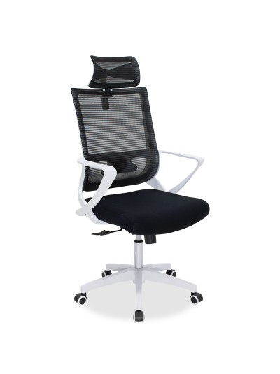 Καρέκλα γραφείου διευθυντή Batman pakoworld με ύφασμα mesh μαύρο - λευκό πλαίσιο