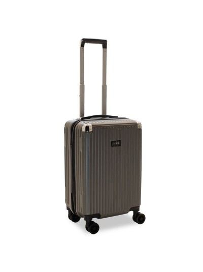 Βαλίτσα καμπίνας Venezia pakoworld με 4 ρόδες σκληρή από ABS+PC ασημί 36,5x25x57,5εκ