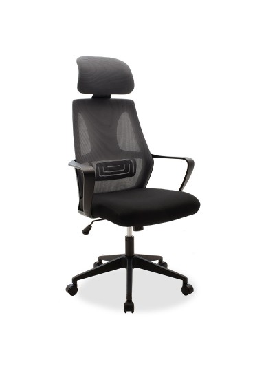 Καρέκλα γραφείου διευθυντή Dolphin pakoworld με ύφασμα mesh χρώμα μαύρο-γκρι