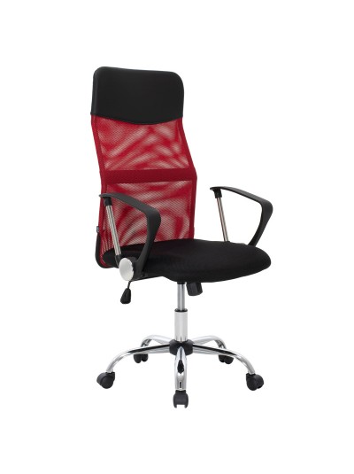 Καρέκλα γραφείου διευθυντή Joel pakoworld με ύφασμα mesh χρώμα μαύρο-κόκκινο