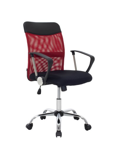 Καρέκλα γραφείου εργασίας Rina pakoworld με ύφασμα mesh χρώμα μαύρο-κόκκινο