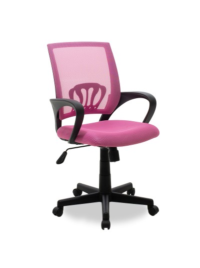 Καρέκλα γραφείου εργασίας Berto pakoworld με ύφασμα mesh χρώμα ροζ