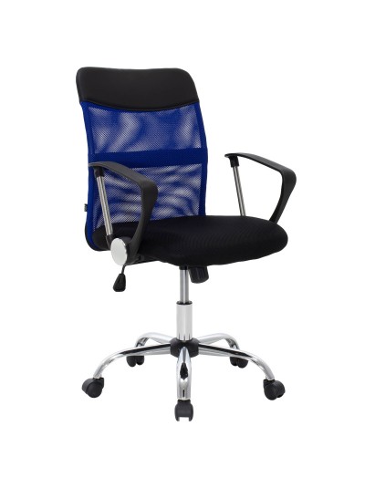 Καρέκλα γραφείου εργασίας Rina pakoworld με ύφασμα mesh χρώμα μαύρο-μπλε
