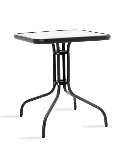 Τραπέζι κήπου Watson pakoworld μέταλλο μαύρο-γυαλί 60x60x70εκ