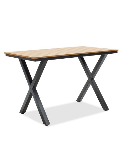 Τραπέζι κήπου Tiana pakoworld μέταλλο μαύρο-polywood φυσικό 120x70x76εκ