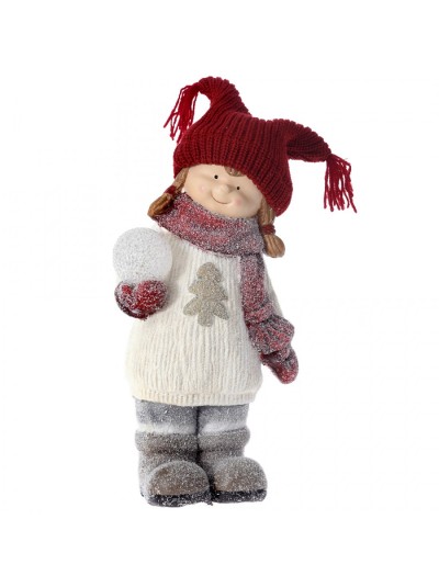 Χριστουγεννιάτικο Κεραμικό Διακοσμητικό - Κοριτσάκι Με Χιονόμπαλα 26Χ16Χ45εκ Κωδικός: 64096
